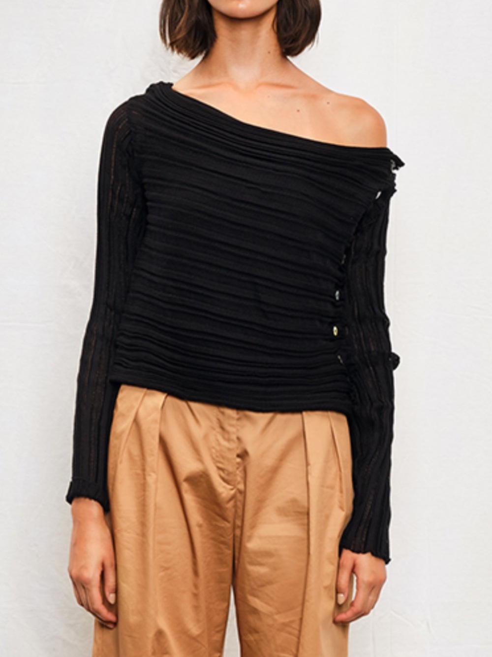 Kourbela Archetypes 5001 Black Wrap Cardigan Sweater Cotton Boho Fairy Grunge